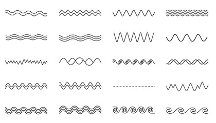Collection of Wave and Zigzag Line Patterns Vector Graphic Elements