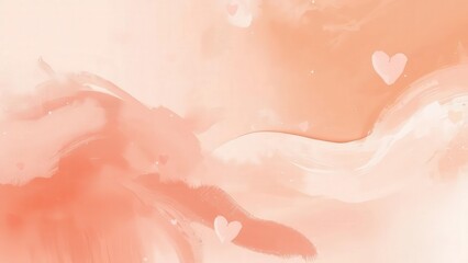 Fototapeta premium Pastel Peach Valentine Background with Soft Abstract Clouds and Subtle Heart Silhouettes for Gentle Romantic Greeting Cards Spring Wedding Themes and Sweet Feminine Aesthetic Web Headers