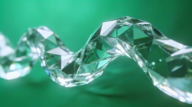 エメラルドグリーンに浮かぶ未来的ガラスの波形