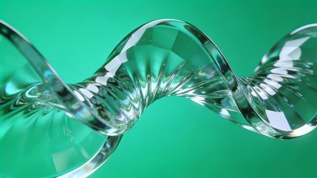 エメラルドグリーンに浮かぶ未来的ガラスの波形