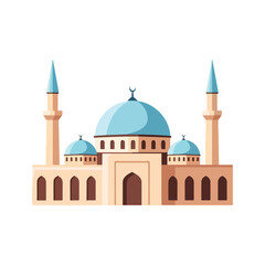Fototapeta premium Islamic Mosque Building Flat Illustration Design Vector