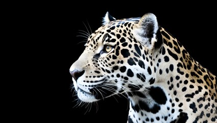 Fototapeta premium Majestic Leopard Profile Against Black Background