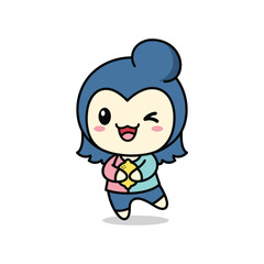 Fototapeta premium Cartoon character holding a star