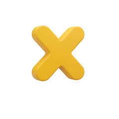 Obraz premium 3d icon of yellow cross symbol isolated on transparent background