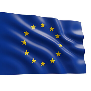 3d icon of european union flag waving isolated on transparent background