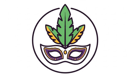 Obraz premium Mardi Gras Mask with Marijuana Leaf Illustration Isolated on White