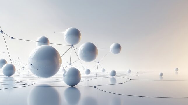 3d render of an abstract sphere A futuristic network of connected spheres in a white space