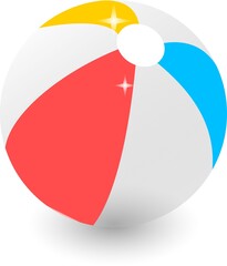 Colorful beach ball isometric vector illustration icon, inflatable toy for summer pool and sea vacation isolated on white
