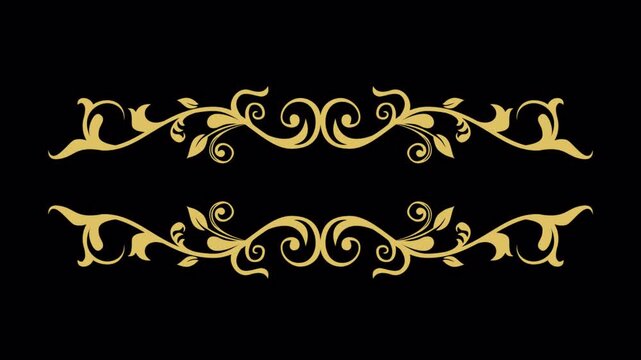 Elegant Golden Flourish Border Design on Black Background.