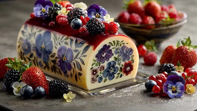 Elegant Floral Mousse Cake with Berries