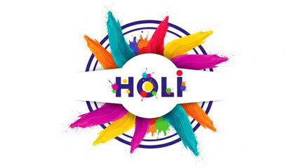 Colorful Holi Festival Celebration with Vibrant Powder Explosions on White Background