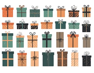 A collection of elegantly wrapped gifts in various patterns and colors