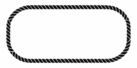 A black rope forms an oval or rectangular like frame on a white background © Bijon