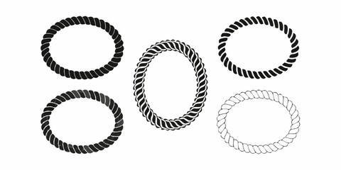 A collection of black and white rope circles in various twisted designs
