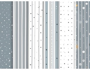 A collection of patterned vertical stripes and dots on a white background