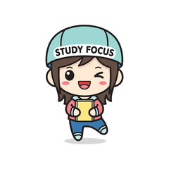 Obraz premium Young girl focused on studying with book