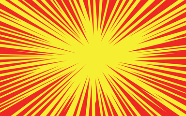 Obraz premium red and yellow zoom lines with a frame for manga comic books background