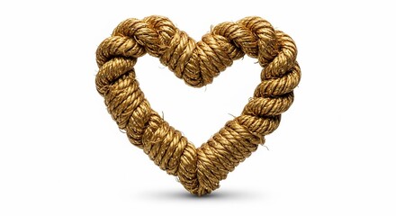 Obraz premium Heart-shaped rope on a white background, symbolizing love and connection.