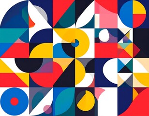 A colorful abstract composition with geometric shapes