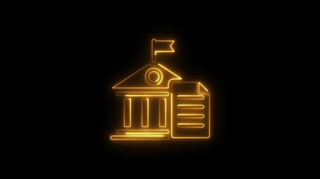 Bank Building Animation, Neon Bank Building Icon, Neon Glowing Bank building icon animation. Government building icon,
Glowing blue and red neon outline animation
