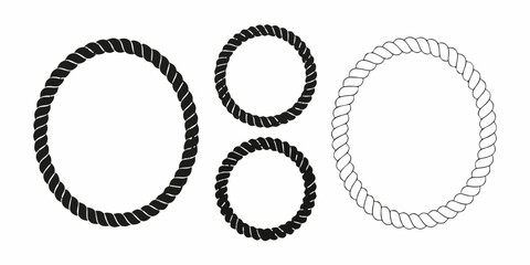 Three different rope circles in black and white illustration style © Roni
