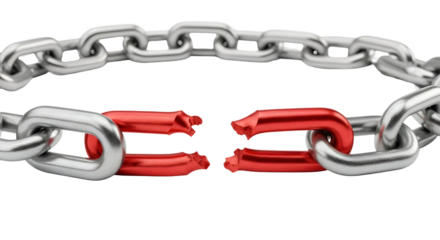 Broken Chain Links with Red and Silver Colors