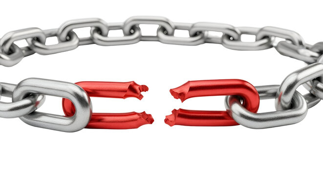 Broken Chain Links with Red and Silver Colors
