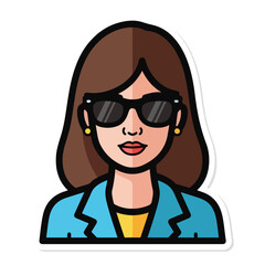 Obraz premium A cartoon woman with brown hair and sunglasses