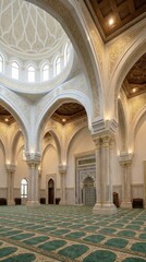 Obraz premium Beautiful Islamic Prayer Hall with Decorative Dome and Columns