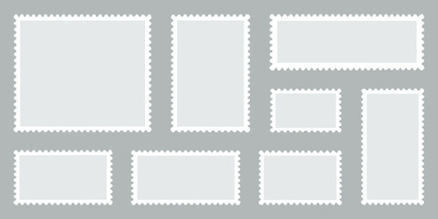 Fototapeta premium A collection of blank decorative postage stamp frames in various sizes