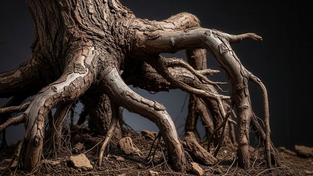 Intricate Tree Root System Detailed Texture Grounded Growth