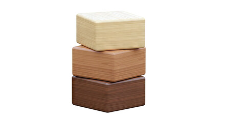 Stack of Three Wooden Cubes