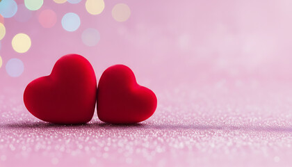 Fototapeta premium Heart-Shaped Objects, Soft Background, Photography, Sweet Atmosphere, Close-Up Viewpoint