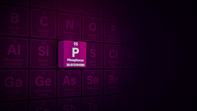 Modern periodic table element Phosphorus 3D illustration