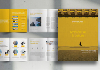 Structures Yellow Architecture Studio Promo Marketing Brochure Layout
