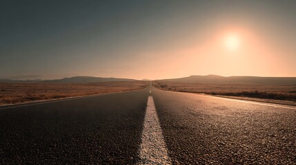 Naklejka premium long road leading to horizon, long-term vision concept