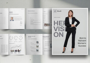 Gray Elegant Female Entrepreneurs Business Brochure Layout