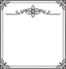 Black and white ornate frame with floral and empty space for text floral empty space text area border