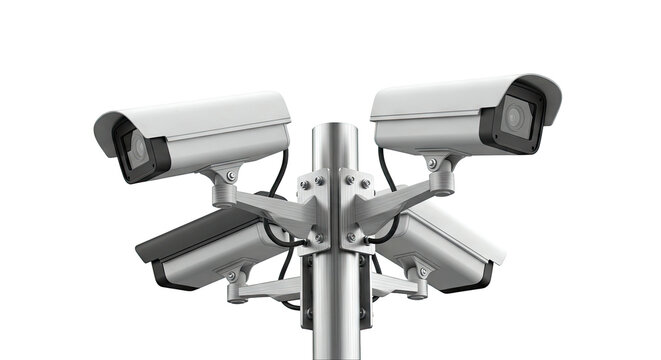 Surveillance Camera Cluster on Pole
