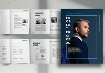 Modern Blue Startup Studio Project Proposal Brochure Layout