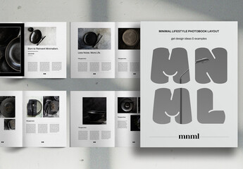 Grayscale Lifestyle Minimal PhotoBook Promo Brochure Layout