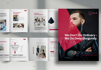Burgundy Red Startup Studio Promo Marketing Brochure Layout
