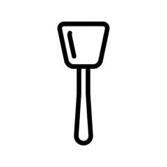 A minimalist black and white illustration of a spatula, a simple kitchen utensil used for flipping and spreading food items