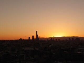 sunset over the city