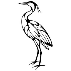 Obraz premium elegant heron bird illustration in stylized balck line art