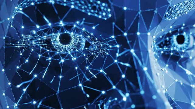Abstract network face design digital intelligence machine learning concept