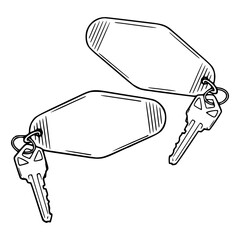 classic motel key fob outline for travel and nostalgia themes © Zen20