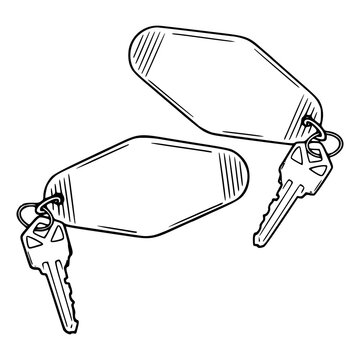 classic motel key fob outline for travel and nostalgia themes