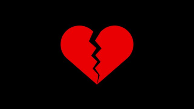 Love heartbroken icon animation. broken heart motion graphics. Concept of unrequited love broken 4k video footage. emotional pain, breakup, lost love icon.