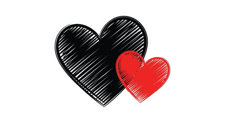 A striking visual depiction of two hearts one black and textured the other small and vibrant red together © Kuntol02